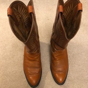 Tony Lama Brown Leather Western Cowboy Boots Style - maybe size 10.5, Measured
